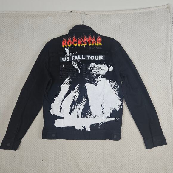 Rockstar Original US Fall Tour Denim Jacket Men Large Graffiti Grunge Streetwear - Picture 6 of 16